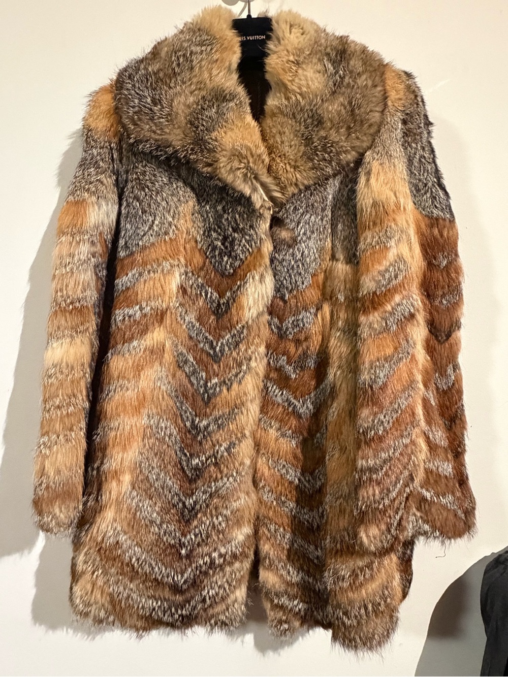 Luxurious Brown Multi-Tone Fox Fur Jacket - Women's Coat chevron vintage